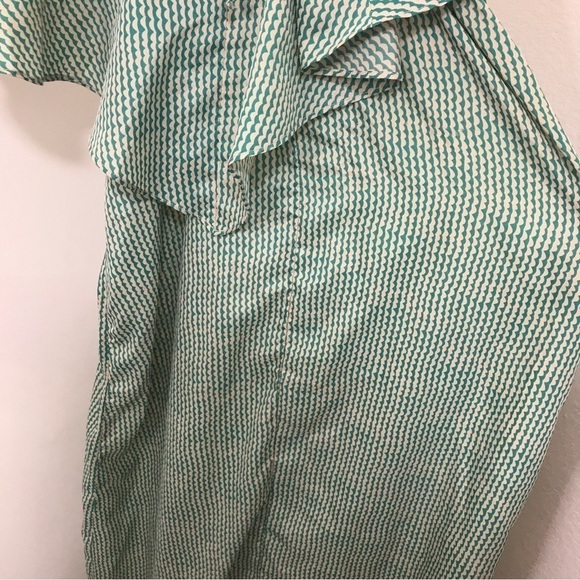 3/$15 Forever 21 green and beige pattern print spaghetti strap maxi flowy dress - Picture 10 of 12